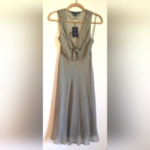 Ralph Lauren Black and White Striped Midi Dress